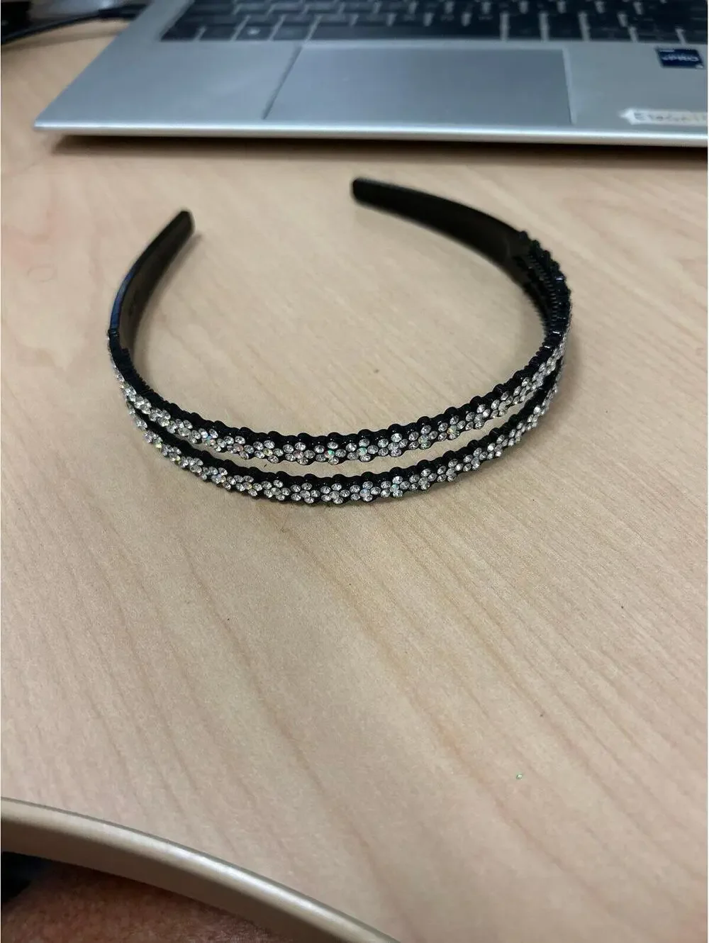 Double row, flower rhinestone headband